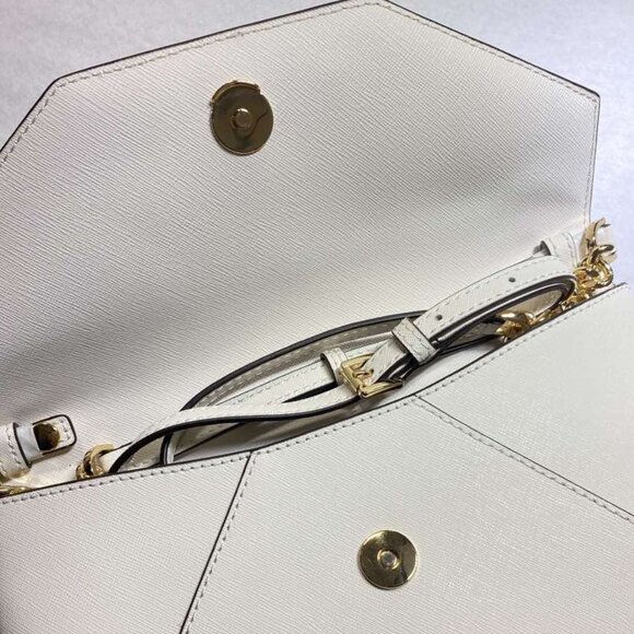Michael Kors Jet Set Medium Leather Envelope Clutch in Optic White - Picture 7 of 7